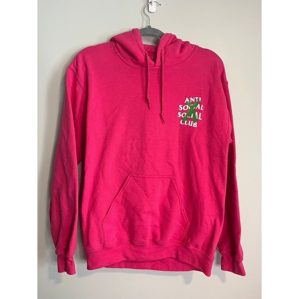 Anti Social Social Club Cancelled Hoodie Pink Green Rare Graphic Sweatshirt S - Picture 2 of 8